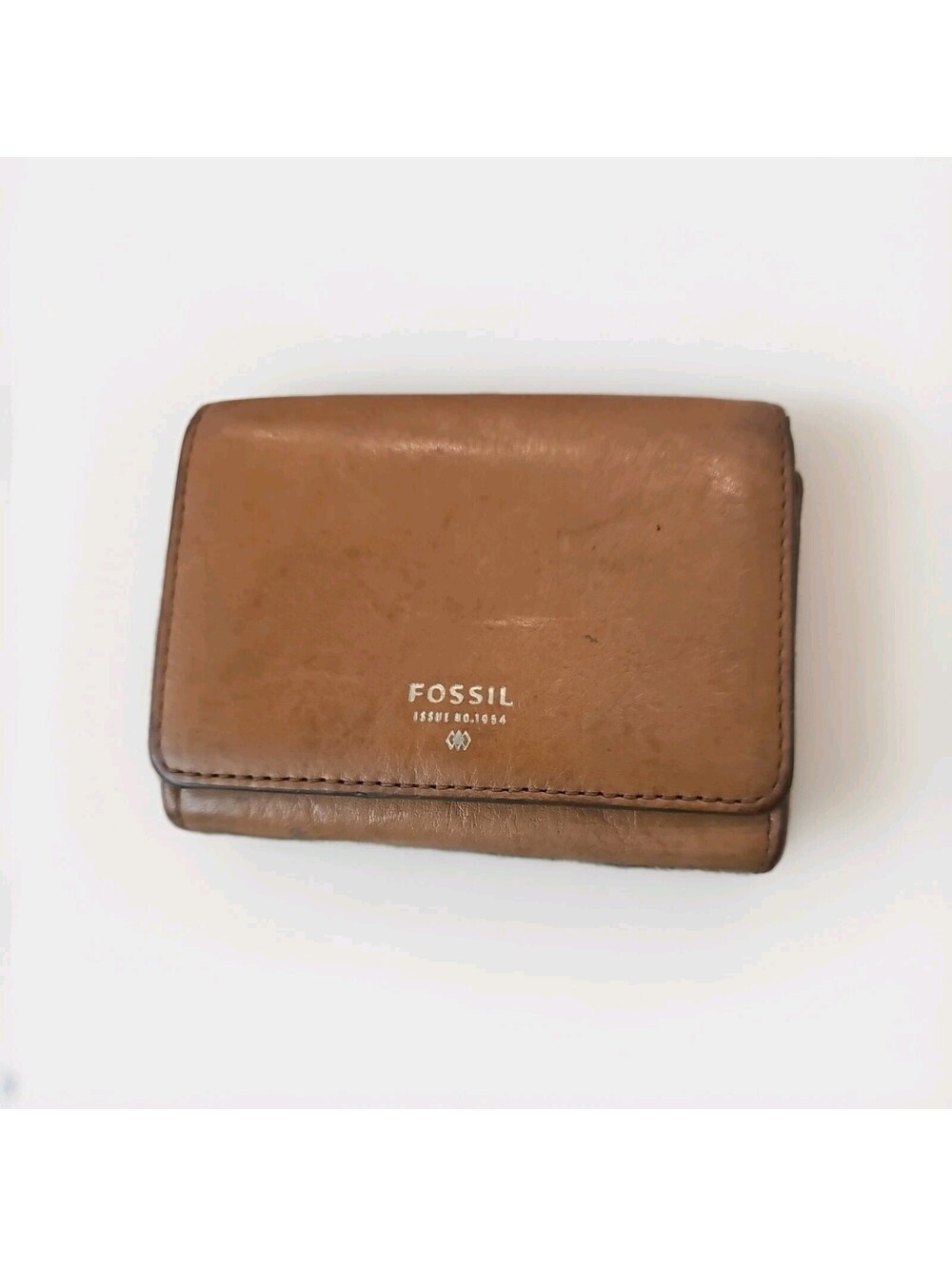 Fossil "Long Live Vintage" 1954 Brown Leather Mini Wallet with O-Ring Key FOB